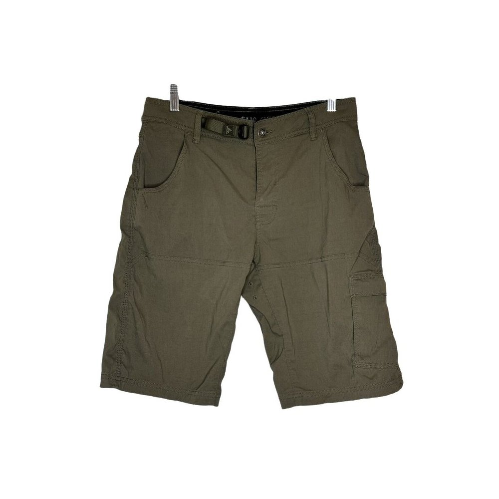 prana mens shorts cargo 30 Green Zip Fly Hiking Camping Adjustable Waist.